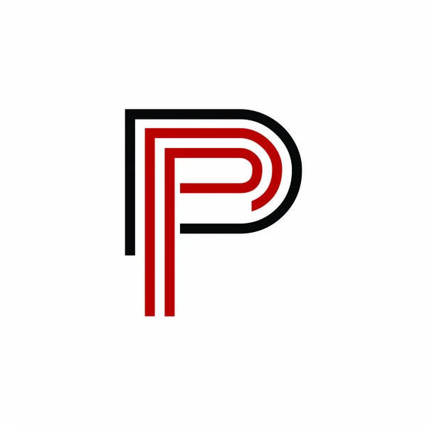 Simple P, DP, PD, PPP initials line art company logo — Stock Vector
