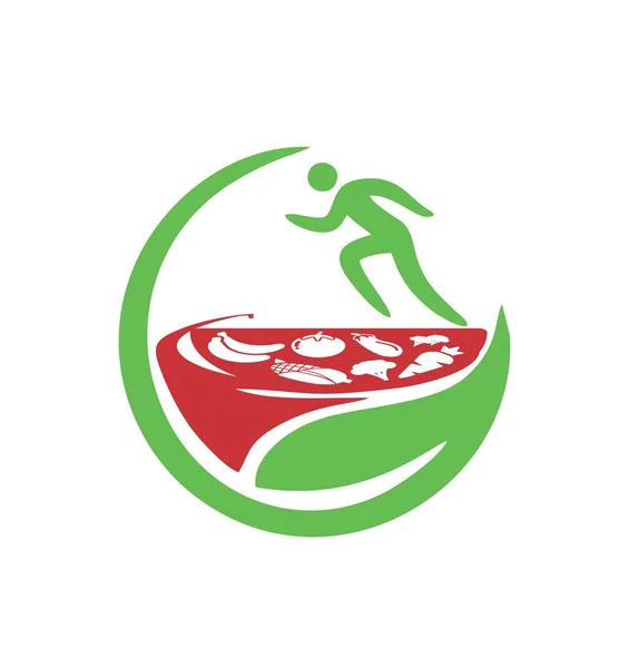 Comida saudável simples para o logotipo do homem do esporte e ícone do vetor — Vetor de Stock