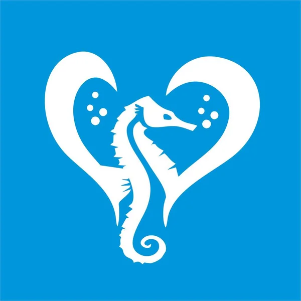 Einfache Seepferdchen Liebe Symbol und Vektor-Logo — Stockvektor
