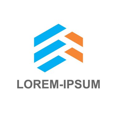 Basit F,M, Em, Mi, Fi, Fm baş harfleri geometrik harf şirket vektör logosu