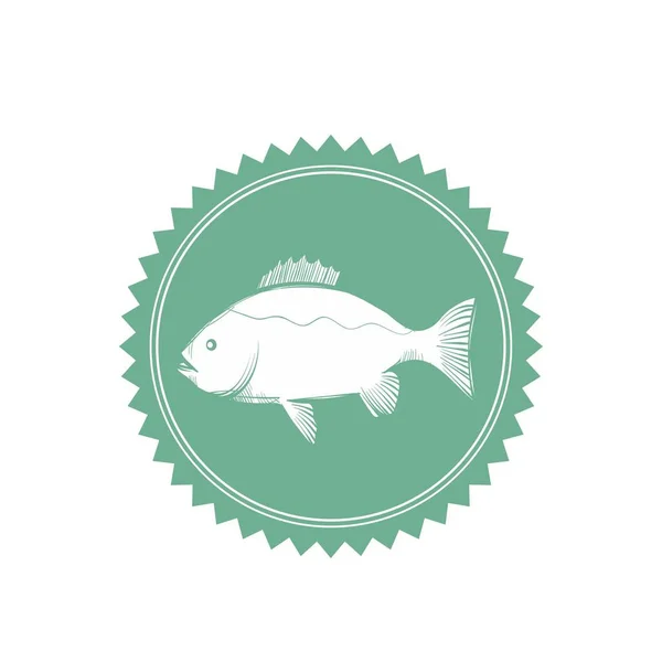 Emblème de poisson réaliste restaurant de fruits de mer logo vectoriel et illustration — Image vectorielle
