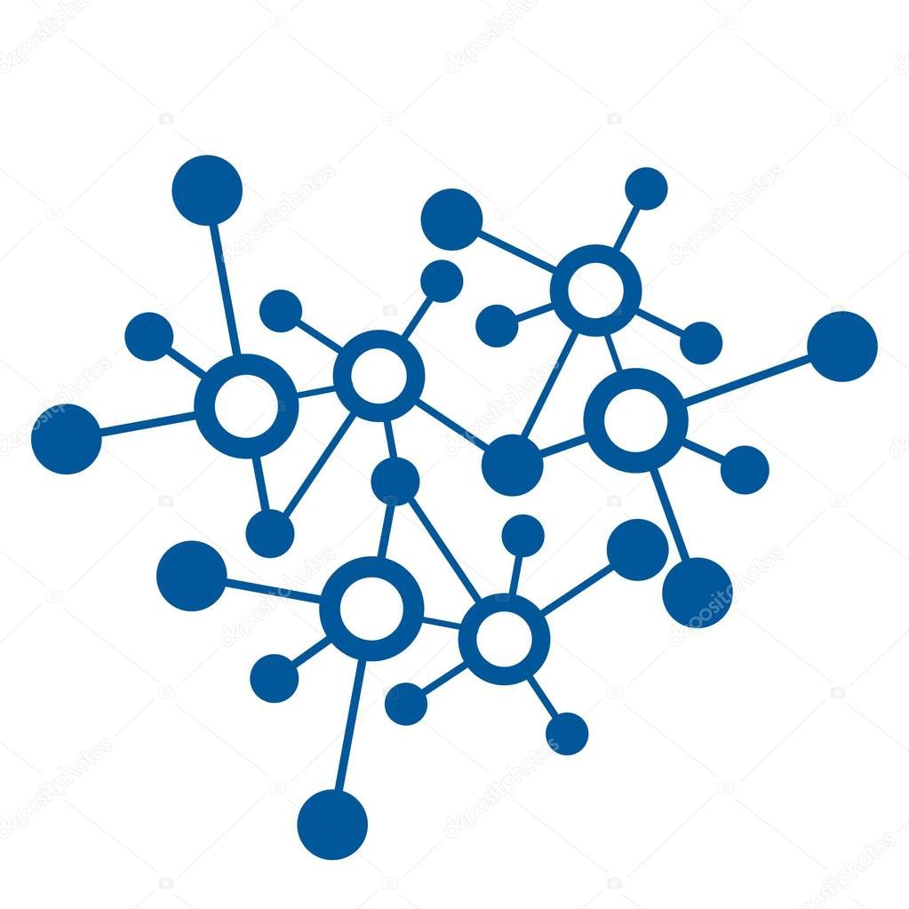 3d molecular or digital network connection pattern and vector icon