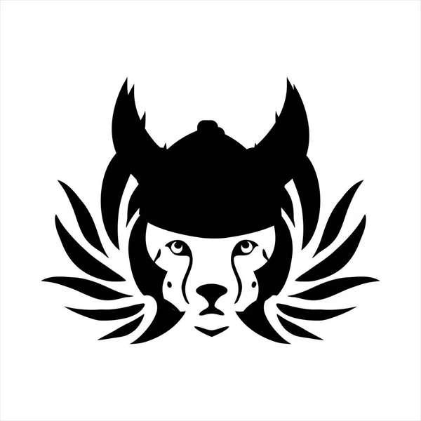 Stammestätowierung Wikinger Tigerkopf Illustration und Vektor-Logo — Stockvektor