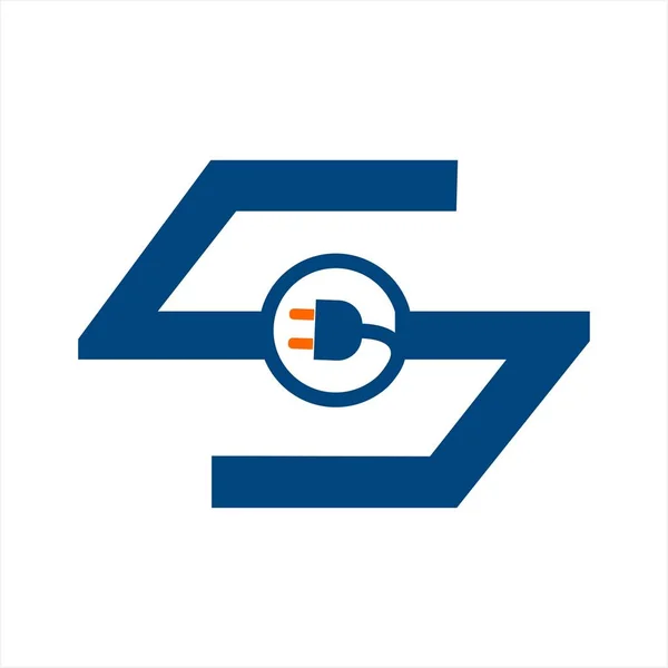 Semplice S, iniziali CSC logo interruttore elettrico e icona vettoriale — Vettoriale Stock