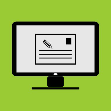 lc monitör Pc bilgisayar vektör illüstrasyon ve simgesinde not defteri veya not küçük resim uygulaması