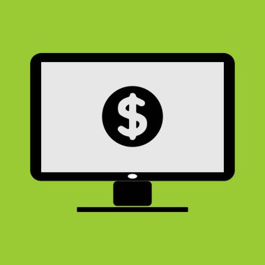 Lc monitör Pc bilgisayar vektör illüstrasyon ve simge ödeme kazanç süreci