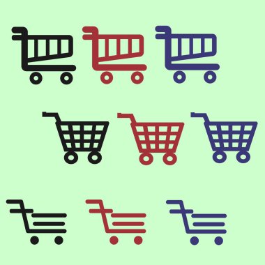 akıllı telefon uygulaması ve web simgesi için renkli sepeti veya trolly simgesi ni ayarlayın