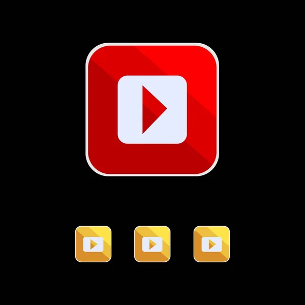 Definir vídeo colorido ou ícone do player de filme para aplicativo de telefone inteligente e ícone da web — Vetor de Stock
