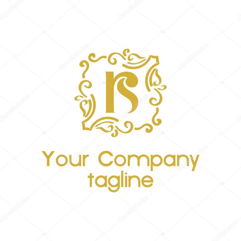 R, rs ornamental vintage vector logo