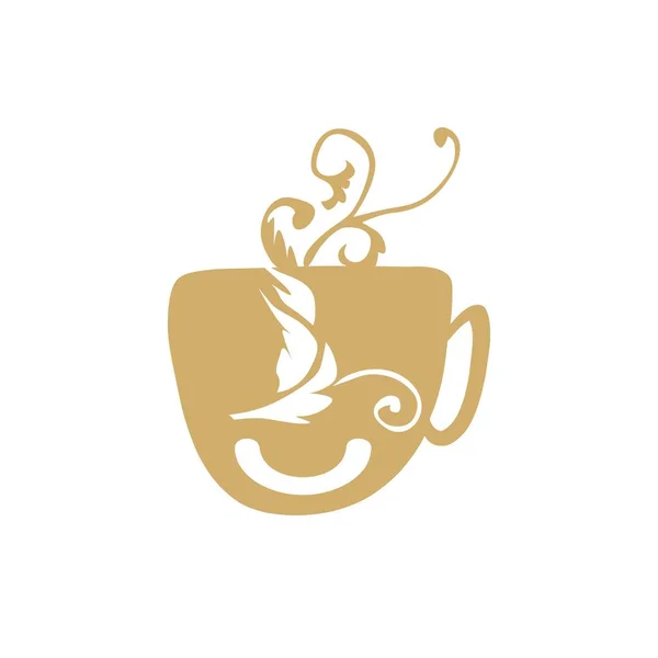 Tasse artistique simple café vintage visage poterie art vecteur logo et icône — Image vectorielle