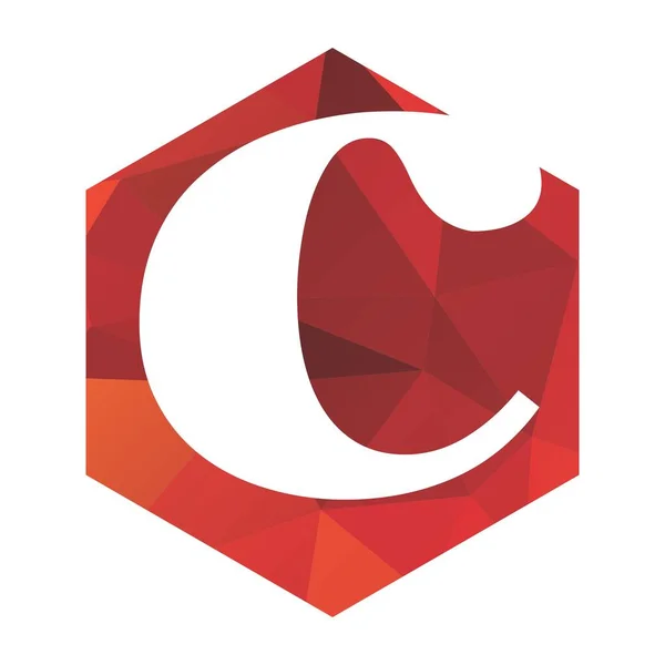 Initialer Röd Polygonal Logotyp Och Vektor Ikon — Stock vektor