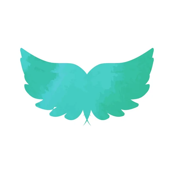 Μπλε Πράσινο Χρώμα Του Νερού Άγγελος Πτέρυγα Λογότυπο Και Εικονογράφηση — Διανυσματικό Αρχείο