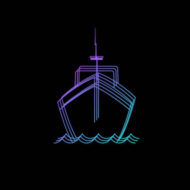 Renkli çizgi sanat gemisi logosu ve vektör simgesi