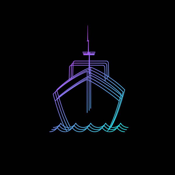 colorful line art boat ship logo and vector icon