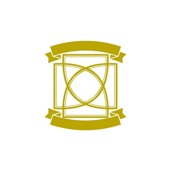 Logo Retrò Premio Distintivo Insegne Oro Geometrico Icona Vettoriale — Vettoriale Stock