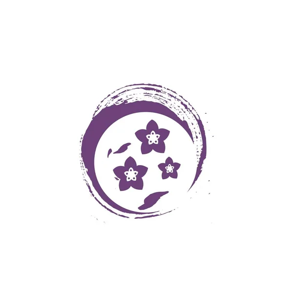 Sakura Pennello Stile Arte Logo Vettoriale Logo Icona — Vettoriale Stock