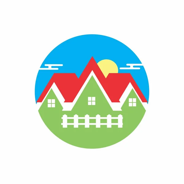 Kolorowy Klip Sztuki Zielony Dom Lub Firma Nieruchomości Logo Ikona — Wektor stockowy