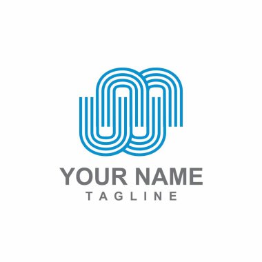 MW, wm. Şey... mwu geometrik logo ve vektör simgesinin baş harfleri