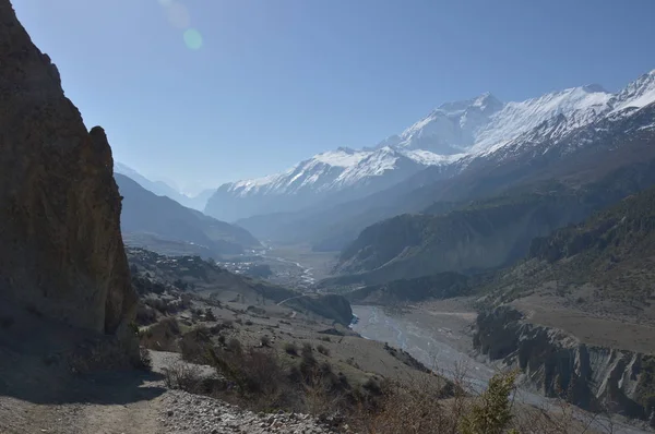 Annapurna Iii 7555 Gangapurna 7454 Bergketen Manang Vallei Nepal April — Stockfoto