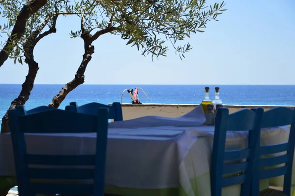 Calm breakfast by the sea in Greece