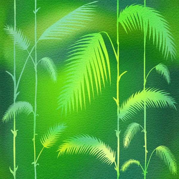 Decorative reed leaves - Interior wallpaper - seamless background - green coloring