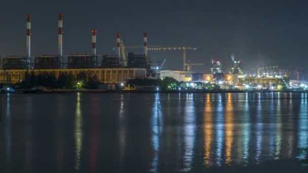 Timelapse- Fonte de alimentação da usina de energia pela manhã . — Vídeo de Stock