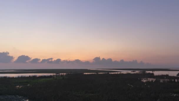 Temps Avant Lever Soleil Ciel Orange Pâturages Près Mer — Video