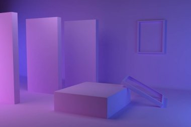3d render, soyut geometrik arka plan, minimalist ilkel