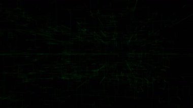 3d illüstrasyon, 3d render, soyut geometrik arka plan, yeşil çizgi teknolojisi, mimari tasarım şeması, Büyük Veri bağlantısı