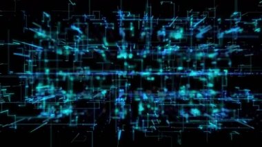 3d illüstrasyon, 3d render, soyut geometrik arka plan, Blue Line ve Bokeh teknolojisi, mimari tasarım şeması, Büyük Veri bağlantısı