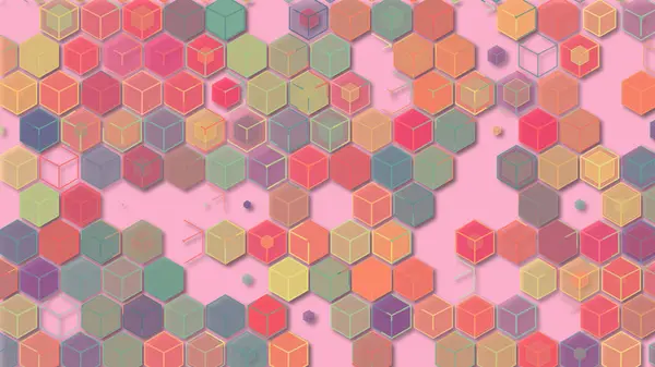 3D-illustraties, abstracte geometrische achtergronden, licht roze ton — Stockfoto