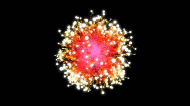 3d illüstrasyon, topun daire patlama, 3 patlayıcı kuvvetleri. Bağımsız hareket merkezden ayrılır ve parçacıkların yayılmasına izin.