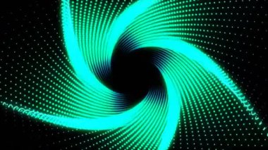 3D Illustration, yeşil noktalar çizgilerle sıralanmış bir yıldız borusu olana kadar bir araya geldi ve bükülmüş