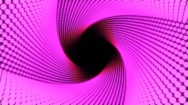 3d Illustration, große rosa Punkte reihen sich in Linien, die es zusammengesetzt wurde, bis es ein quadratisches Rohr war und es ist Twist. — Stockvideo