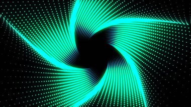 3D Illustration, yeşil noktalar çizgilerle sıralanmış bir yıldız borusu olana kadar bir araya geldi ve bükülmüş
