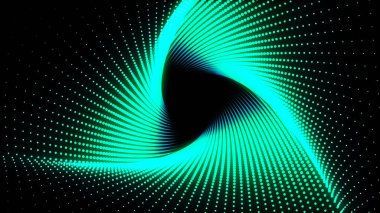 3D Illustration, yeşil noktalar çizgilerle sıralanmış bir üçgen boru kadar bir araya koydu ve Twist olduğunu.