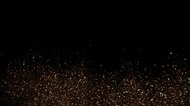 3B Illustration, küçük altın tozu, yangın gevreği grafikleri, parçacık noktaları ve çerçevenin altındaki sarı-turuncu daireler