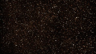 3B illüstrasyonlar, küçük altın tozu, yangın gevreği grafikleri, parçacık noktaları ve görüntü boyunca sarı-turuncu daireler