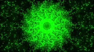 3d İllüstrasyon, yeşil dairesel pelet merkezinden dağılım bir özyinelemeli desen vardır.