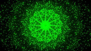 3d İllüstrasyon, yeşil dairesel pelet merkezinden dağılım bir özyinelemeli desen vardır.