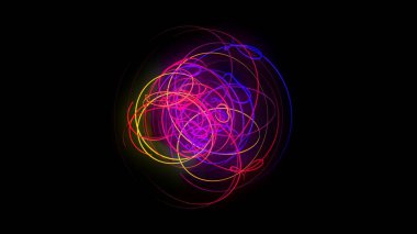 3d İllüstrasyon, Neon çizginin karıştırma yönü yoksun ve görüntünün merkezinde bir yumru oluşturan.