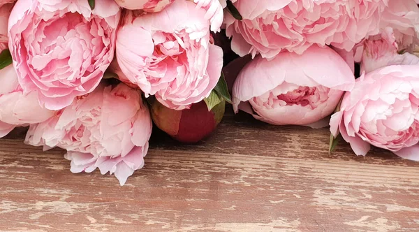 Розовые Розы Деревянном Столе Стоковое Фото