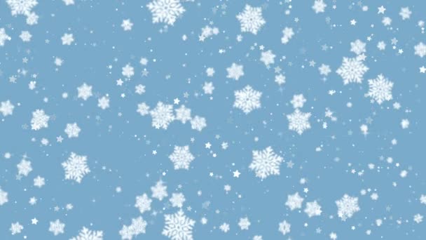 Schneeflocken Wintersterne Schnee Stern Blau Hintergrund — Stockvideo