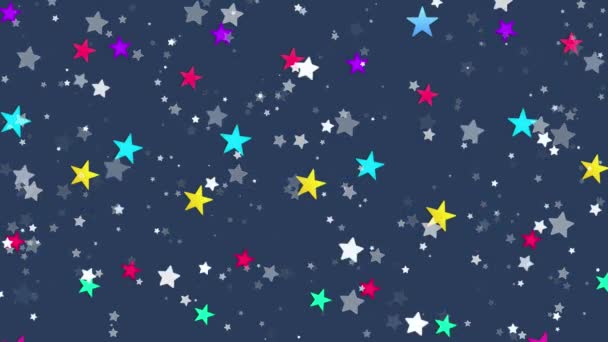 Copos Nieve Estrellas Invierno Nevando Estrellas Nieve Fondo Azul — Vídeo de stock