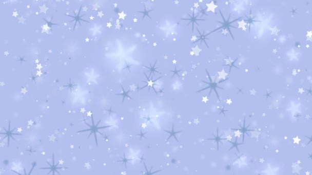 Flocos Neve Estrelas Inverno Nevar Neve Estrela Azul Fundo — Vídeo de Stock