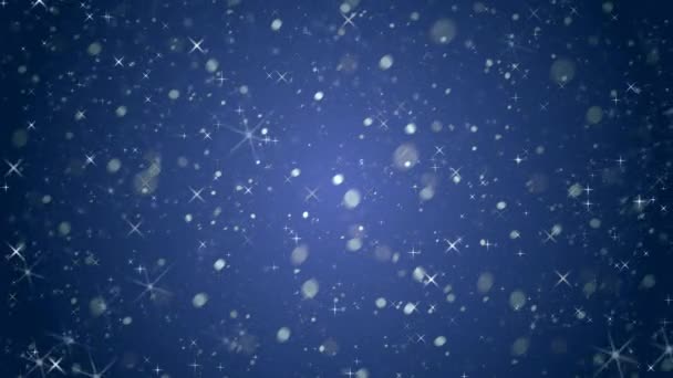 Блёстки Снега Фоне Зимних Звёзд — стоковое видео