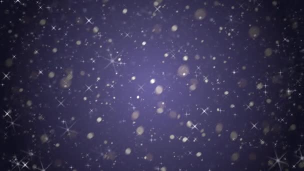 Brillo Nieve Nevando Invierno Estrellas Fondo — Vídeos de Stock