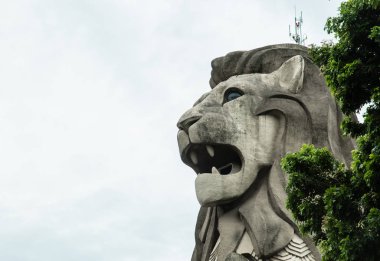 Singapur-08 Nis 2017: Sentosa Merlion Merlion Park'ta