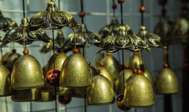 Retro altın çan arka plan görünümü