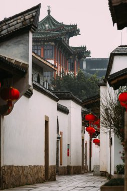 Fuzhou, Fujian eyaleti, Çin-07 Mar 2019: Ünlü tarihi ve kültürel alan Sanfang Qixiang Fuzhou